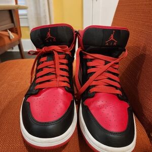 Jordan Black and Red High-Top Sneakers
